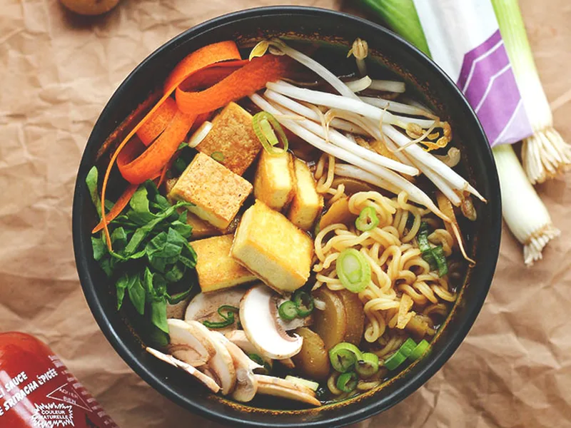 Easy Vegan Shoyu Ramen with Potatoes and Crispy Tofu