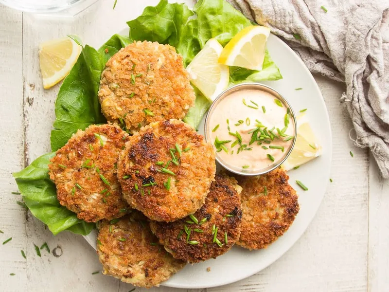 Pan-Fried Crab Cakes with Spicy Sriracha Tartar Sauce