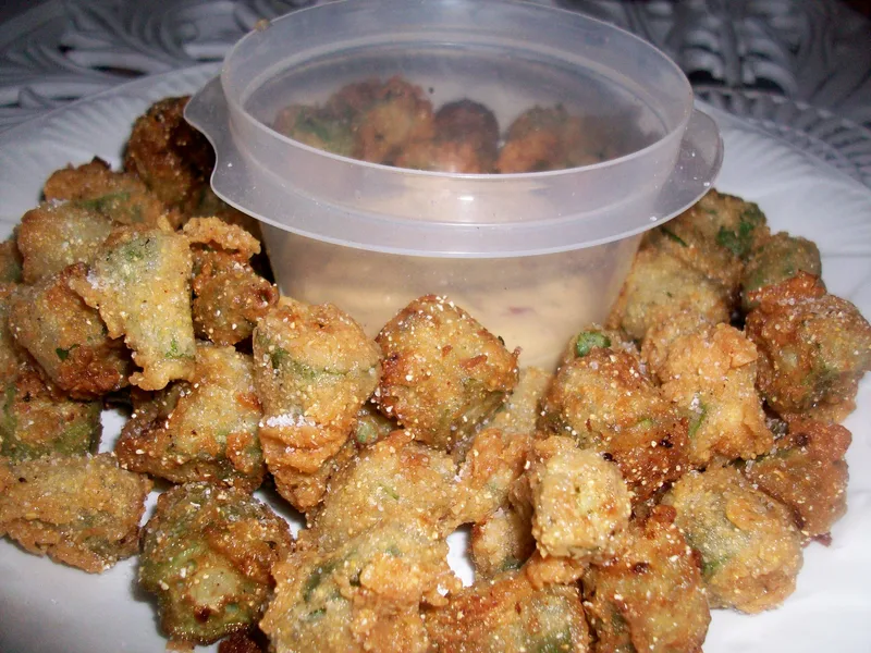 Cajun Fried Okra With Creamy Thai Chili Dipping Sauce