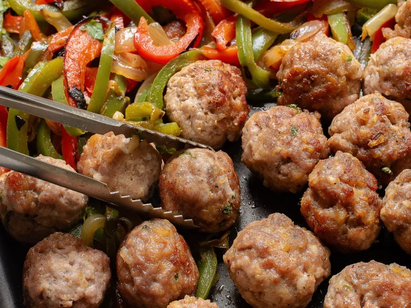 Sheet Pan Fajita Meatballs with Bell Peppers and Onions