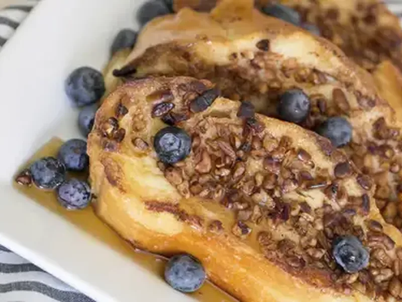 Pecan Crusted French Toast with Blueberries