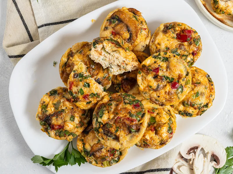 Make-Ahead Mushroom and Feta Egg Bites