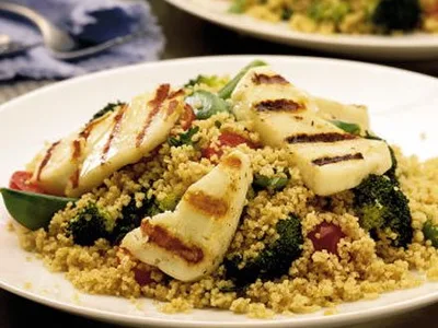 Grilled Halloumi with Spiced Couscous