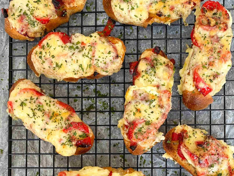 Cheshire Cheese and Roasted Red Pepper Toasts