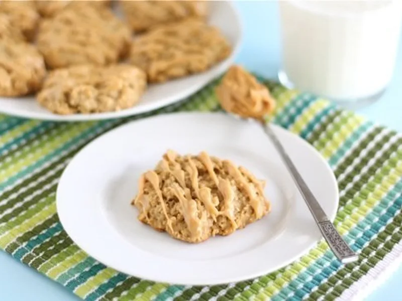 Soft Peanut Butter Banana Honey Oat Cookies with Glaze