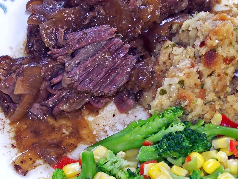 Coffee Braised Pot Roast with Onion Sauce