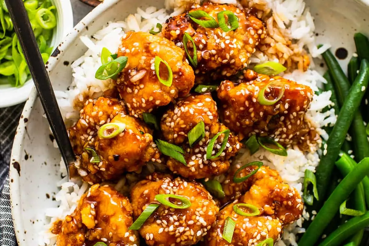 Air Fryer Honey Sesame Chicken with Gochujang Glaze | EasyCook