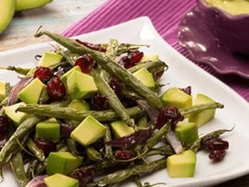 Roasted Green Bean Medley with Creamy Avocado Vinaigrette