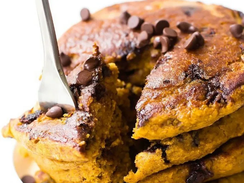 Fluffy Coconut Almond Flour Pancakes with Chocolate Chips