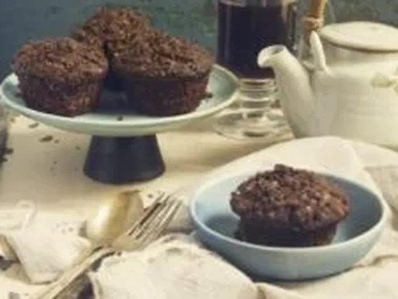 Chocolate Wasabi Crumble Muffins with Cocoa Topping