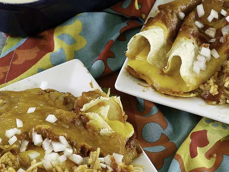 El Chico Style Cheese Enchiladas with Red Chile Sauce