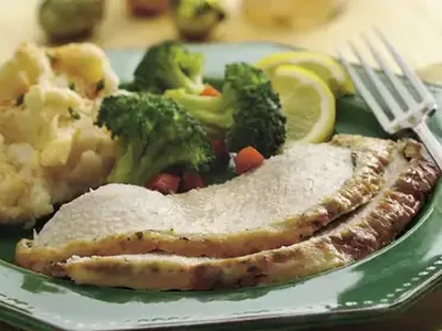 Garlic Lemon Herb Roasted Turkey Breast with Crispy Skin