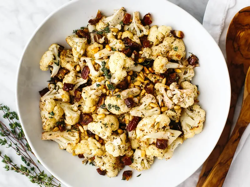 Za'atar Roasted Cauliflower with Dates and Pine Nuts