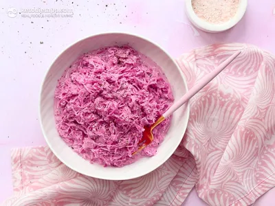 Low-Carb Pink Sauerkraut Salad with Horseradish and Herbs