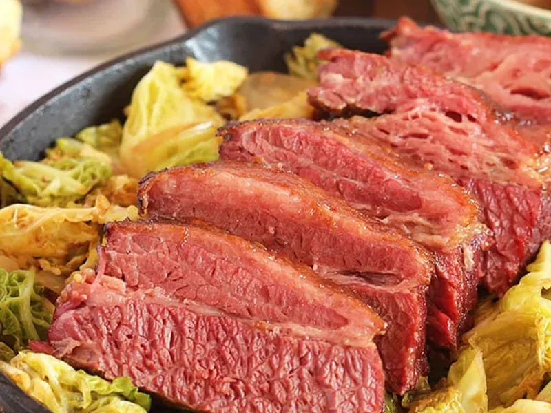 Slow-Roasted Corned Beef and Caramelized Cabbage