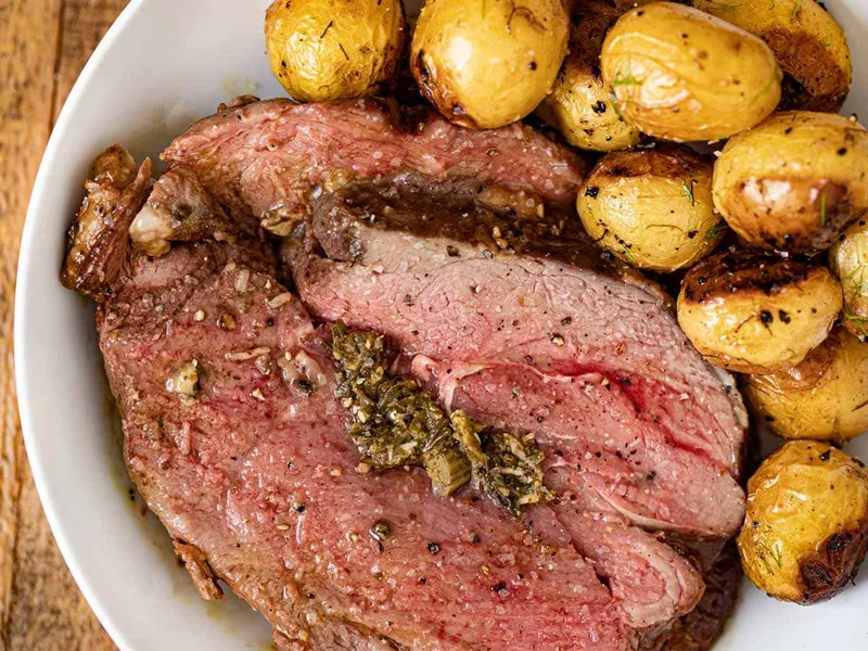 Pesto Parmesan Stuffed Boneless Leg of Lamb Roast