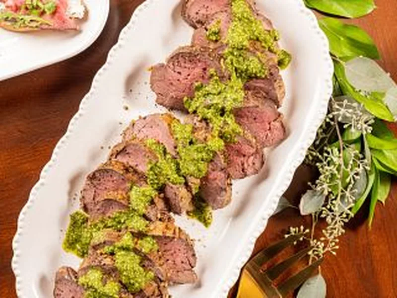 Garlic Roasted Tenderloin with Lemon Parmesan Gremolata