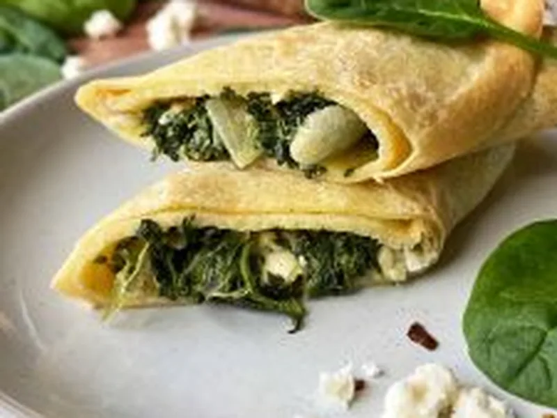 Mediterranean Spinach Feta Crepes with Lemon