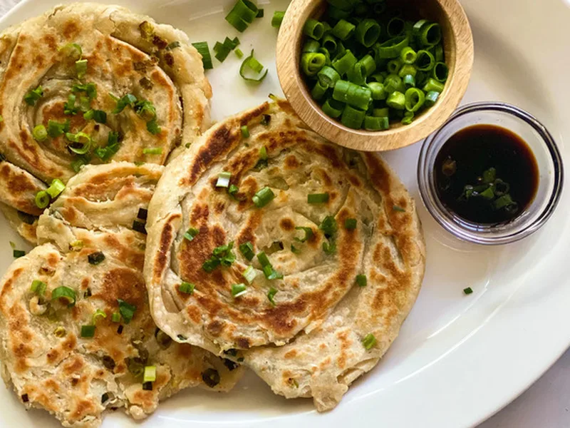 Crispy Scallion Pancakes with Sichuan Pepper