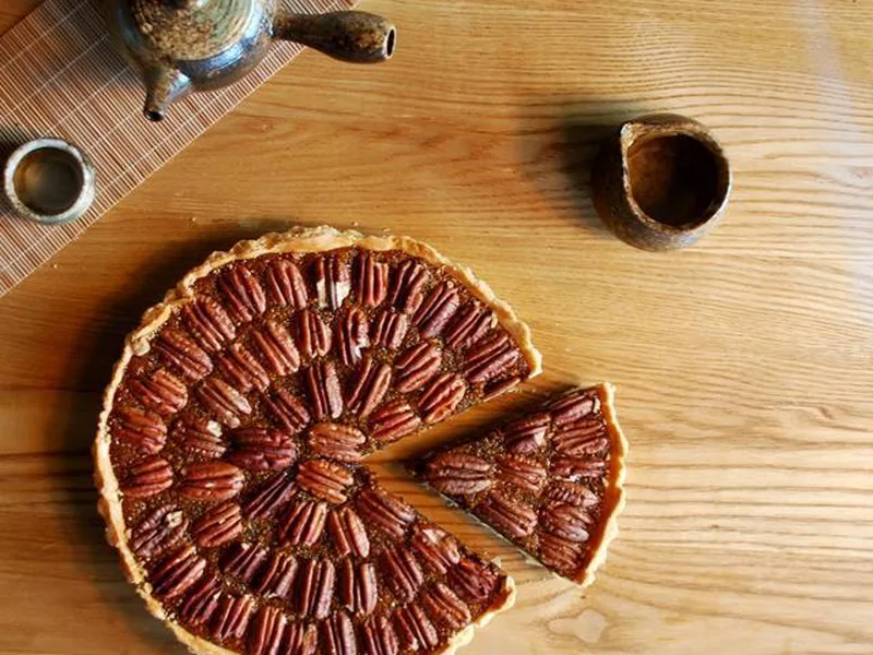 Pecan and Treacle Tart with Spiced Cashew Filling