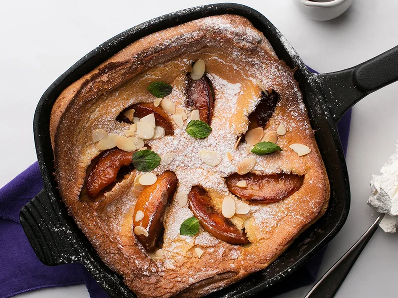 Peaches and Cream Dutch Baby with Potato Pancake