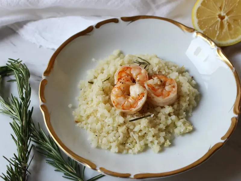 Honey Garlic Shrimp Over Rosemary Cauliflower Rice