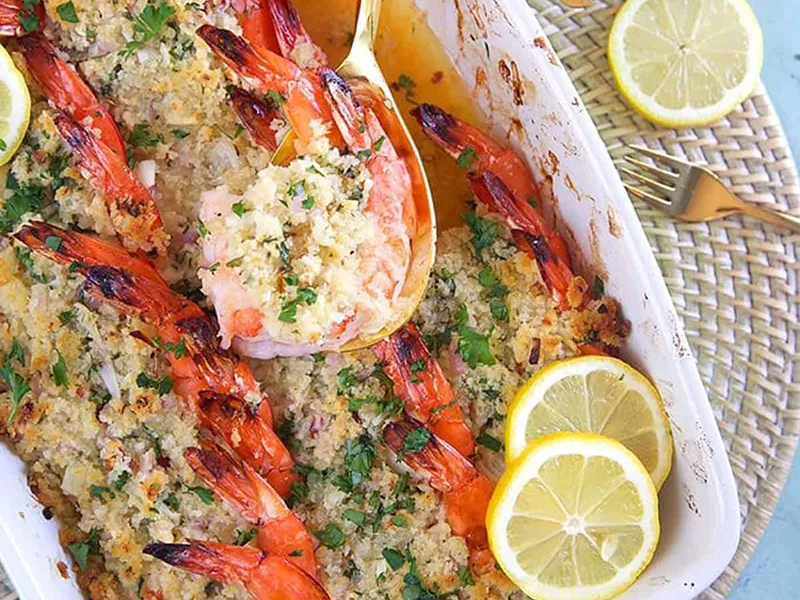 Baked Shrimp Scampi with Panko and Parmesan