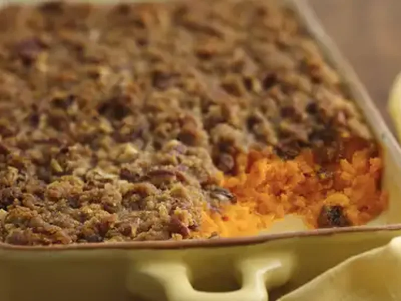 Carrot Soufflé with Crunchy Pecan Topping