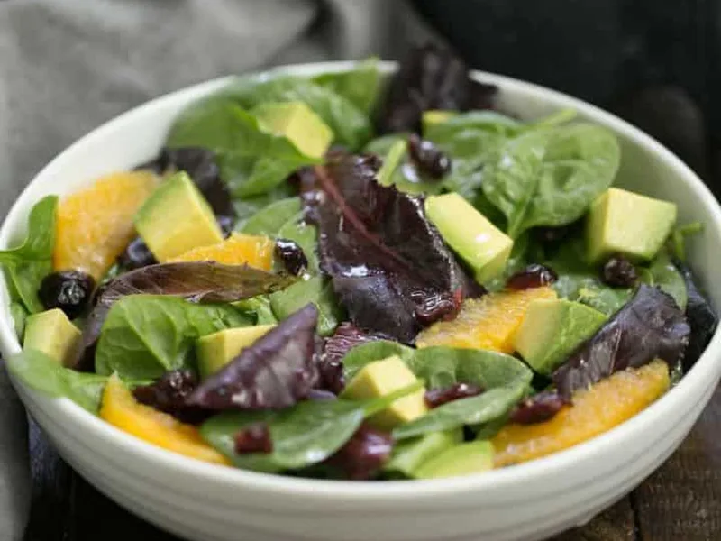 Fresh Citrus Spinach Salad with Avocado Orange Vinaigrette