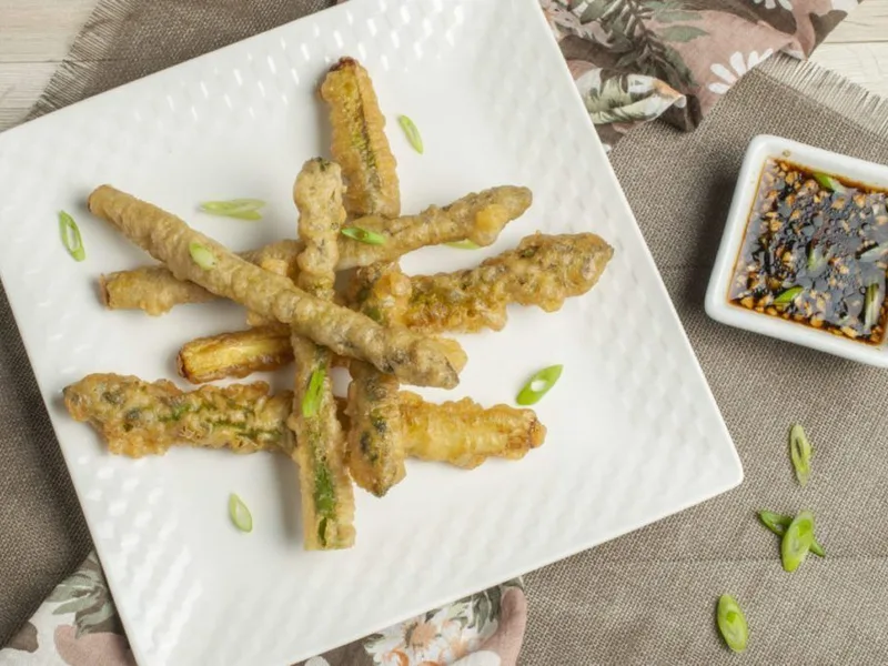 Crispy Tempura Asparagus with Soy-Ginger Dipping Sauce