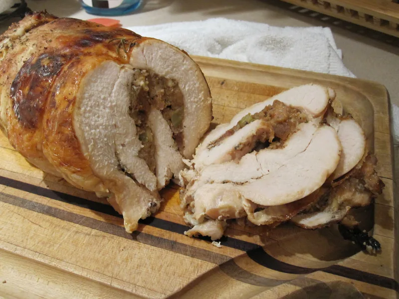Roasted Turkey Roulade with Fig-Cranberry Sausage Stuffing