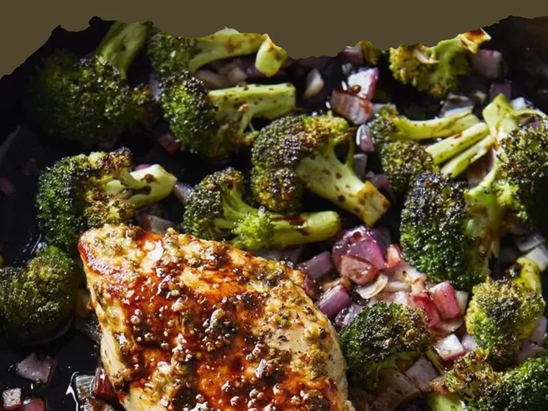 Skillet Chicken Breast with Broccoli and Mustard-Rosemary Sauce