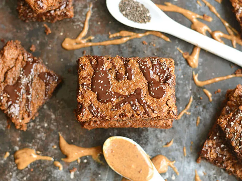 Chewy Buttery Almond Bars with Chia Seeds and Dark Chocolate