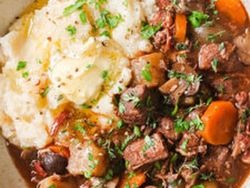 Slow Cooker Beef Bourguignon with Sweet Potato