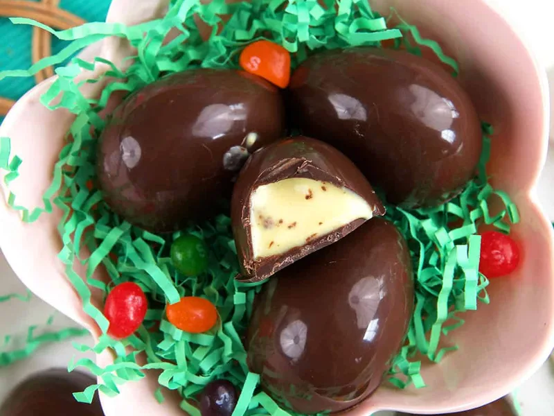 Chocolate-Covered Creme Brûlée Eggs with Dark Chocolate Shell