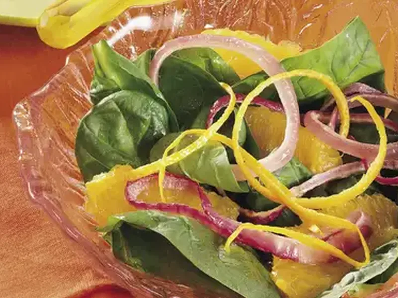 Fresh Spinach Orange Red Onion Salad with Honey Vinaigrette