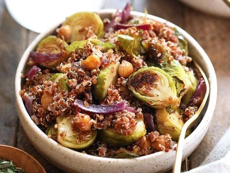 Roasted Brussels Sprout Salad with Quinoa