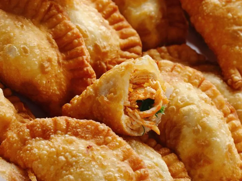 Air Fryer Buffalo Chicken Empanadas with Ranch and Blue Cheese