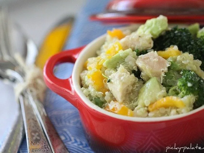 Chicken Avocado Quinoa Summer Salad with Lemon Dressing