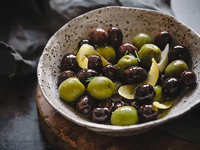 Mediterranean Marinated Olives with Lemon and Herbs
