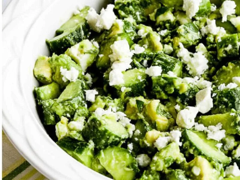 Fresh Cucumber Avocado Mint Salad with Feta