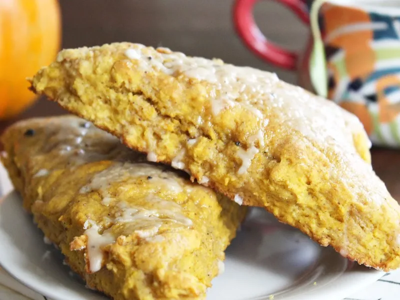 Pumpkin Spice Scones with Chai Tea Glaze