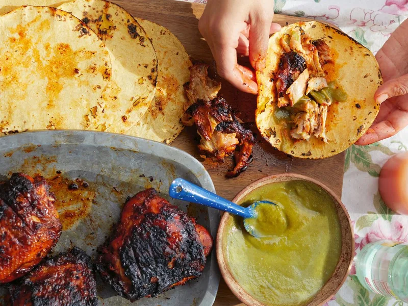 Guajillo Chile Marinated Grilled Chicken Thighs