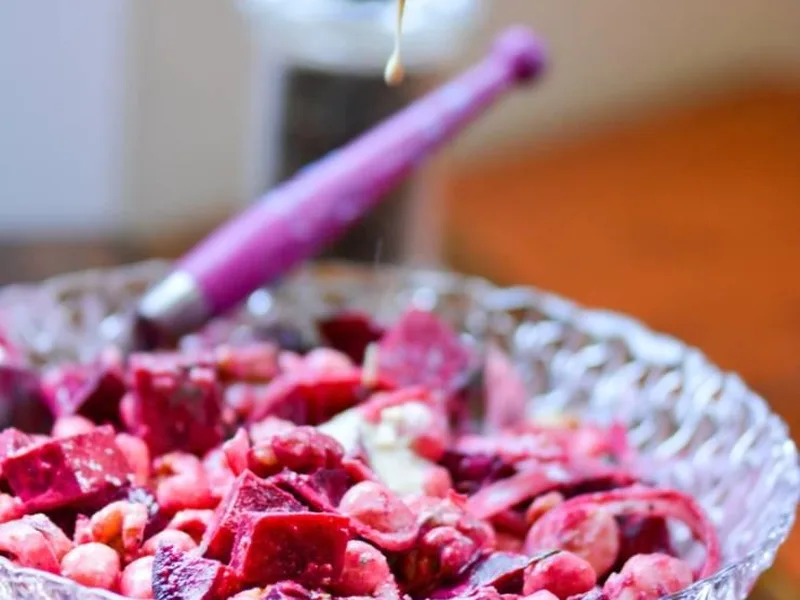 Chickpea and Beet Salad with Creamy Tahini Dressing