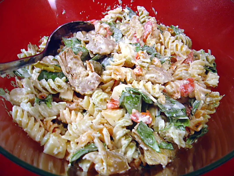 Smoked Mozzarella Pasta Salad with Roasted Peppers