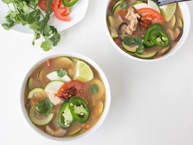 Thai Tom Kha Gai Soup with Coconut Milk and Lemongrass