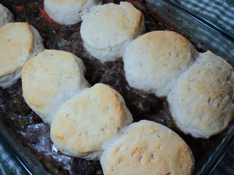 Beef Stew with Onion Gravy and Biscuit Dumplings