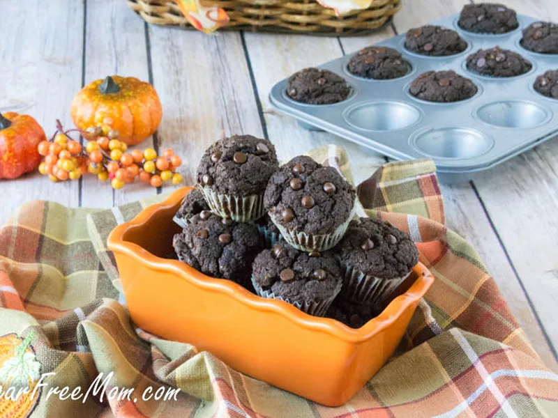 Sugar-Free Chocolate Pumpkin Mini Cupcakes