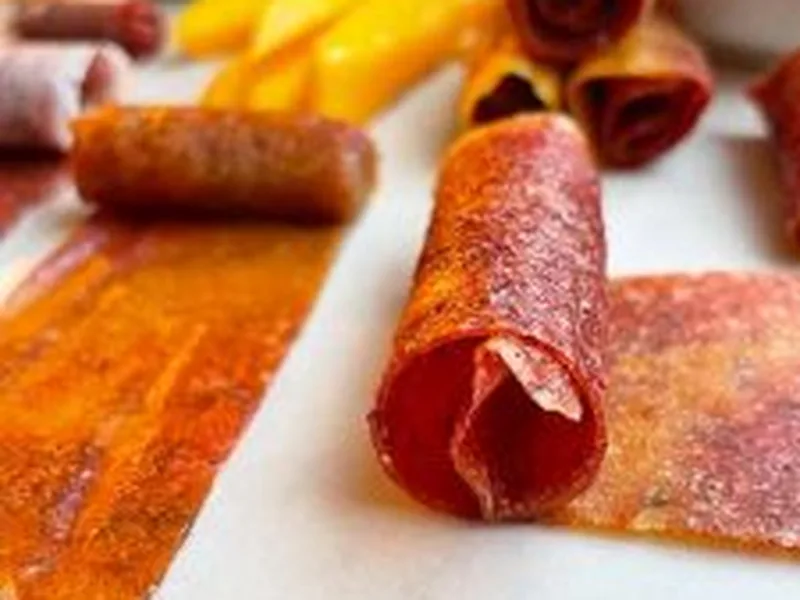 Homemade Dried Mango-Strawberry Fruit Rolls