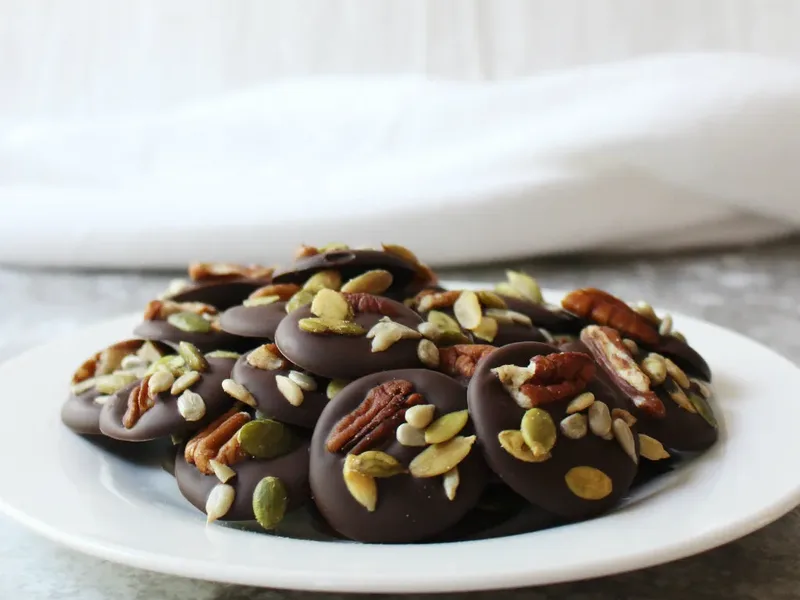 Keto Dark Chocolate Seed and Pecan Drops